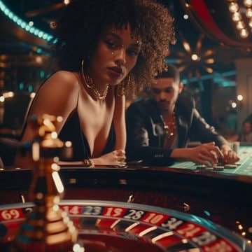 Roulette wheel with betting layout