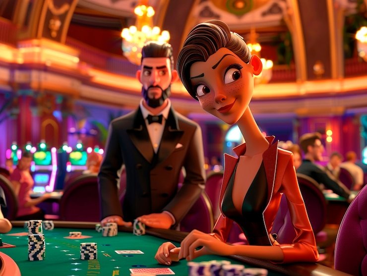 Live roulette wheel with dealer and betting layout